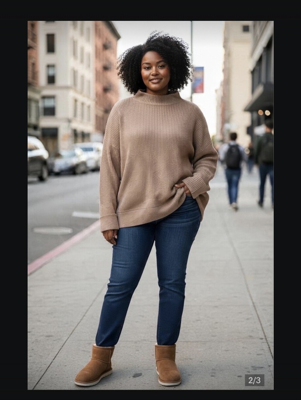 Bombom Ribbed Mock Neck Sweater in Brown Large